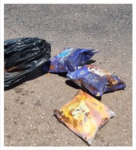 Packages recovered in the Limpopo interception, laid out on the road