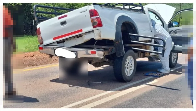 Rear view of the intercepted bakkie in Limpopo; number plate blurred, persons pixelated