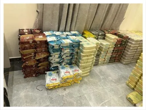 A second view of the stacked bricks from the December 2023 seizure in Tanzania
